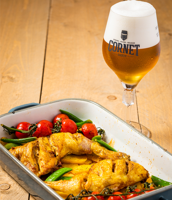 Kippenbouten met groente en aardappels